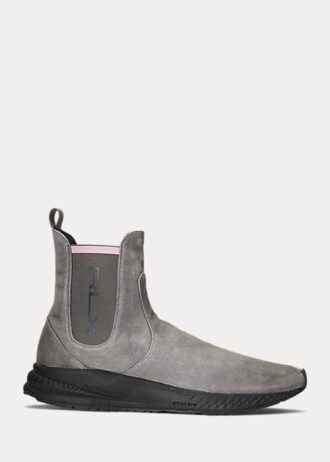Gri Kadın Ralph Lauren Slip-On Süet Çorap Spor Ayakkabı