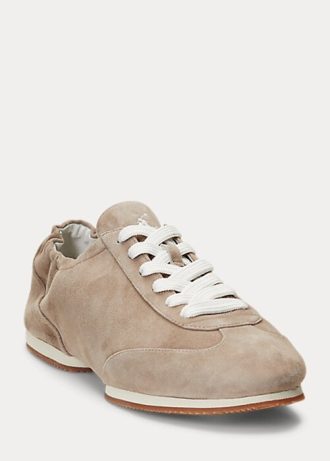 Gri Kadın Ralph Lauren The Suede Pony Ballerina Spor Ayakkabıları