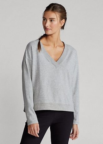 Gri Kadın Ralph Lauren V Yakalı Sweatshirt