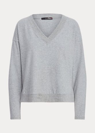 Gri Kadın Ralph Lauren V Yakalı Sweatshirt