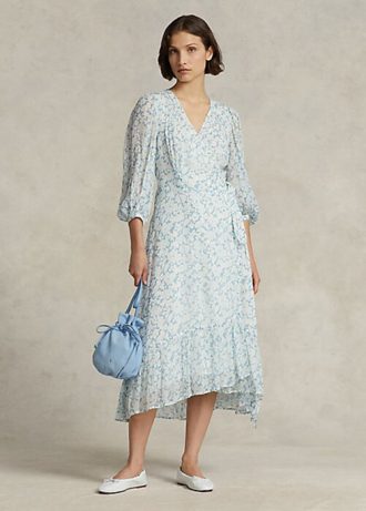 Çiçek Kadın Ralph Lauren Çiçek Desenli Buruşuk Georgette Elbise