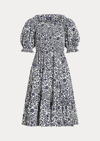 Çiçek Kadın Ralph Lauren Çiçekli Bluz Kollu Pamuklu Elbise