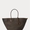 Çikolata Kadın Ralph Lauren Deri Kenarlı Hasır Büyük Bellport Tote Çantalar Çikolata Kadın Ralph Lauren Deri Kenarlı Hasır Büyük Bellport Tote Çantalar