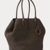 Çikolata Kadın Ralph Lauren Deri Kenarlı Hasır Büyük Bellport Tote Çantalar Çikolata Kadın Ralph Lauren Deri Kenarlı Hasır Büyük Bellport Tote Çantalar