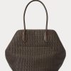 Çikolata Kadın Ralph Lauren Deri Kenarlı Hasır Büyük Bellport Tote Çantalar Çikolata Kadın Ralph Lauren Deri Kenarlı Hasır Büyük Bellport Tote Çantalar