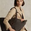 Çikolata Kadın Ralph Lauren Deri Kenarlı Hasır Büyük Bellport Tote Çantalar Çikolata Kadın Ralph Lauren Deri Kenarlı Hasır Büyük Bellport Tote Çantalar