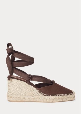 Çikolata Kadın Ralph Lauren Kanvas Kamalı Espadril