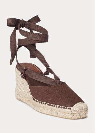 Çikolata Kadın Ralph Lauren Kanvas Kamalı Espadril