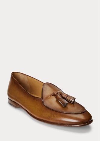 Kahverengi Erkek Ralph Lauren Belvin Dana Derisi Elbise Ayakkabıları