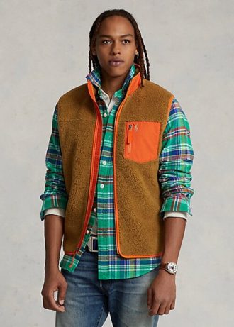 Kahverengi Erkek Ralph Lauren Bonded Pile Polar Yelek