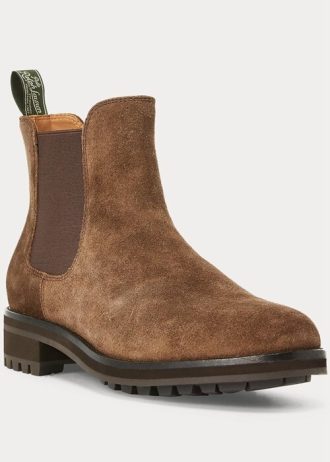 Kahverengi Erkek Ralph Lauren Bryson Süet Chelsea Botları