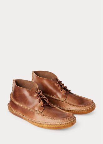Kahverengi Erkek Ralph Lauren Deri Chukka Tarzı Mokasen Botlar