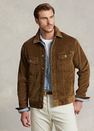Kahverengi Erkek Ralph Lauren Esnek Kadife Kamyoncu Ceketleri