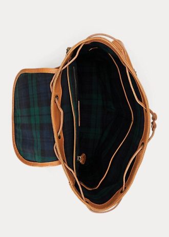 Kahverengi Erkek Ralph Lauren Heritage Deri Sırt Çantaları