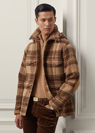 Kahverengi Erkek Ralph Lauren Nichols Ekose Yün Kalın Ceketler