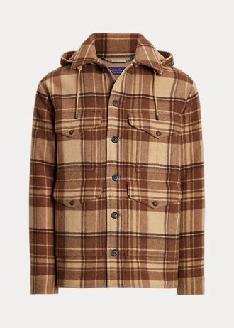 Kahverengi Erkek Ralph Lauren Nichols Ekose Yün Kalın Ceketler