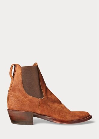 Kahverengi Erkek Ralph Lauren Plainview Süet Chelsea Botları