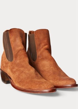 Kahverengi Erkek Ralph Lauren Plainview Süet Chelsea Botları