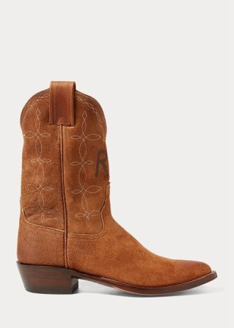 Kahverengi Erkek Ralph Lauren Plainview Süet Kovboy Botları