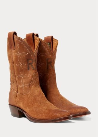 Kahverengi Erkek Ralph Lauren Plainview Süet Kovboy Botları