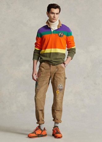 Kahverengi Erkek Ralph Lauren Rahat Kesim Yıpranmış Kanvas Pantolon