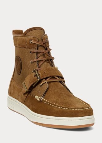 Kahverengi Erkek Ralph Lauren Ranger Nubuk ve Kanvas Spor Ayakkabı