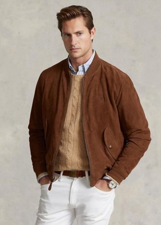 Kahverengi Erkek Ralph Lauren Süet Bomber Ceketler Kahverengi Erkek Ralph Lauren Süet Bomber Ceketler