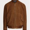 Kahverengi Erkek Ralph Lauren Süet Bomber Ceketler Kahverengi Erkek Ralph Lauren Süet Bomber Ceketler