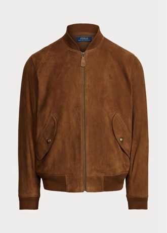 Kahverengi Erkek Ralph Lauren Süet Bomber Ceketler Kahverengi Erkek Ralph Lauren Süet Bomber Ceketler