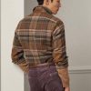 Kahverengi Erkek Ralph Lauren Süet Yama Ekose Yün Tweed Gömlekler Kahverengi Erkek Ralph Lauren Süet Yama Ekose Yün Tweed Gömlekler