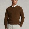 Kahverengi Erkek Ralph Lauren Süet Yamalı Yün Yuvarlak Yaka Kazak Kahverengi Erkek Ralph Lauren Süet Yamalı Yün Yuvarlak Yaka Kazak