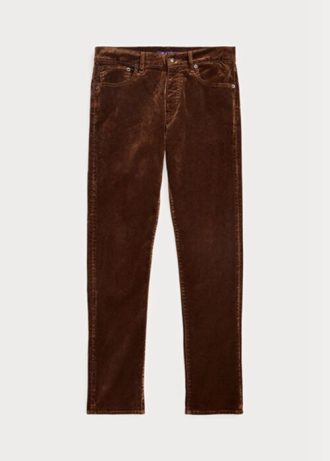 Kahverengi Erkek Ralph Lauren Slim Fit Streç Kadife Kot Pantolon