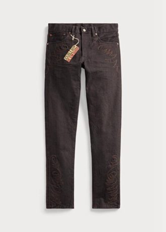 Kahverengi Erkek Ralph Lauren Slim Narrow Fit Siyah Reçine Durulama Kot Pantolon