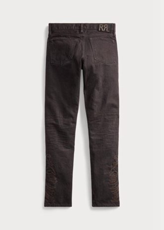 Kahverengi Erkek Ralph Lauren Slim Narrow Fit Siyah Reçine Durulama Kot Pantolon