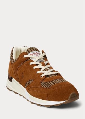 Kahverengi Erkek Ralph Lauren Trackster 200 Harris Tweed® Spor Ayakkabı