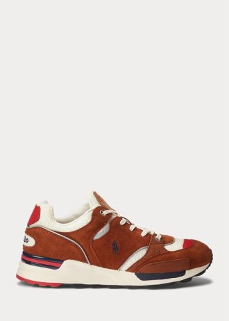 Kahverengi Erkek Ralph Lauren Trackster 200 Süet ve File Spor Ayakkabı