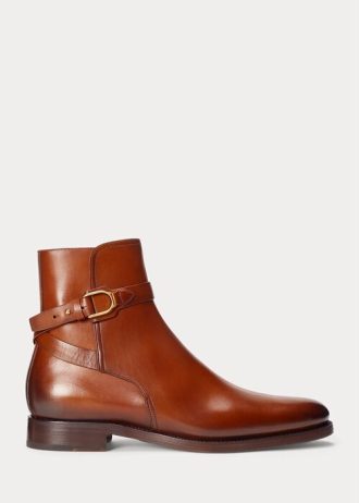 Kahverengi Erkek Ralph Lauren Welington Cilalı Dana Derisi Botlar