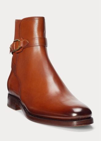 Kahverengi Erkek Ralph Lauren Welington Cilalı Dana Derisi Botlar