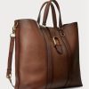 Kahverengi Erkek Ralph Lauren Welington Cilalı Dana Derisi Tote Çantalar Kahverengi Erkek Ralph Lauren Welington Cilalı Dana Derisi Tote Çantalar