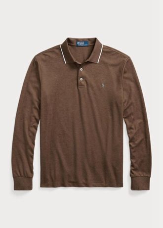 Kahverengi Erkek Ralph Lauren Özel Slim Fit Birdseye Polo Tişörtleri