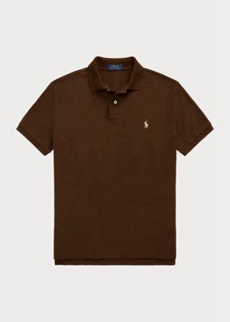 Kahverengi Erkek Ralph Lauren Özel Slim Fit File Polo Tişörtleri