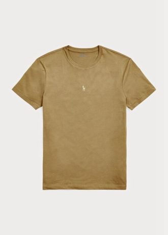 Kahverengi Erkek Ralph Lauren Özel Slim Fit Yuvarlak Yaka Tişörtler