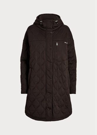 Kahverengi Kadın Ralph Lauren Büyük Boy Kapitone Kapüşonlu Montlar