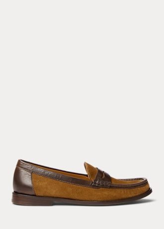 Kahverengi Kadın Ralph Lauren Deri Süslemeli Süet Penny Loafer’lar Kahverengi Kadın Ralph Lauren Deri Süslemeli Süet Penny Loafer’lar