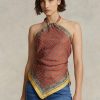 Kahverengi Kadın Ralph Lauren Eşarp Motifli Dut İpeği Askılı Üstler Kahverengi Kadın Ralph Lauren Eşarp Motifli Dut İpeği Askılı Üstler