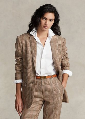 Kahverengi Kadın Ralph Lauren Ekose Yün-Keten Tweed Ceketler Kahverengi Kadın Ralph Lauren Ekose Yün-Keten Tweed Ceketler