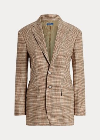 Kahverengi Kadın Ralph Lauren Ekose Yün-Keten Tweed Ceketler Kahverengi Kadın Ralph Lauren Ekose Yün-Keten Tweed Ceketler