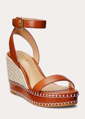 Kahverengi Kadın Ralph Lauren Hilarie Deri Espadril