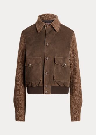 Kahverengi Kadın Ralph Lauren Hugh Kuzu Süet ve Balıksırtı Ceketler Kahverengi Kadın Ralph Lauren Hugh Kuzu Süet ve Balıksırtı Ceketler