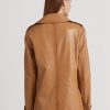 Kahverengi Kadın Ralph Lauren Çift Sıralı Nappa Deri Montlar Kahverengi Kadın Ralph Lauren Çift Sıralı Nappa Deri Montlar
